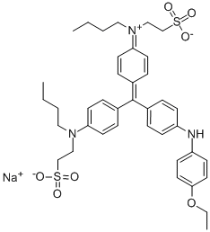 CAS#: 5863-47-8， Hydrogen N-[4-[[4-[Butyl(2-Sulphonatoethyl)Amino]Phenyl][4-[(4-Ethoxyphenyl)Amino]Phenyl]Methylene]Cyclohexa-2,5-Dien-1-Ylidene]-N-(2-Sulphonatoethyl)Butylammonium, Monosodium Salt