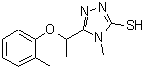 structure of CAS# 588673-51-2, 4-Methyl-5-[1-(2-Methylphenoxy)Ethyl]-4H-1,2,4-Triazole-3-Thiol;4-methyl-5-[(2-methylphenoxy)ethyl]-1,2,4-triazole-3-thiol;4-Methyl-<wbr>5-[1-(2-m<wbr>ethylphen<wbr>oxy)ethyl<wbr>]-4H-1,2,<wbr>4-triazol<wbr>e-3-thiol;MFCD03943470