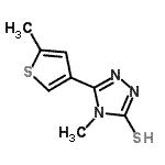 structure of CAS# 588685-90-9, 4-Methyl-5-(5-Methyl-3-Thienyl)-4H-1,2,4-Triazole-3-Thiol;4-methyl-5-(5-methyl(3-thienyl))-1,2,4-triazole-3-thiol;4-Methyl-5-(5-methylthien-3-yl)-4H-1,2,4-triazole-3-thiol;4-methyl-5-(5-methylthiophen-3-yl)-4H-1,2,4-triazole-3-thiol
