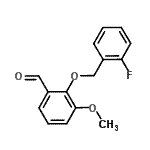 structure of CAS# 588687-34-7, 2-[(2-Fluorobenzyl)Oxy]-3-Methoxybenzaldehyde;2-[(2-Fluorobenzyl)oxy]-3-methoxybenzaldehyde;2-[(2-fluorophenyl)methoxy]-3-methoxybenzaldehyde;MFCD03422402