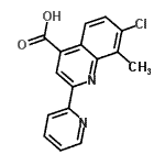 structure of CAS# 588696-82-6, 7-Chloro-8-Methyl-2-(2-Pyridinyl)-4-Quinolinecarboxylic Acid;7-chloro-8-methyl-2-(2-pyridyl)quinoline-4-carboxylic acid;7-chloro-<wbr>8-methyl-<wbr>2-(pyridi<wbr>n-2-yl)qu<wbr>inoline-4<wbr>-carboxyl<wbr>ic acid;7-Chloro-8-methyl-2-pyridin-2-ylquinoline-4-carboxylic acid