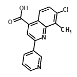 structure of CAS# 588696-83-7, 7-Chloro-8-Methyl-2-(3-Pyridinyl)-4-Quinolinecarboxylic Acid;7-chloro-8-methyl-2-(3-pyridyl)quinoline-4-carboxylic acid;7-chloro-<wbr>8-methyl-<wbr>2-(pyridi<wbr>n-3-yl)qu<wbr>inoline-4<wbr>-carboxyl<wbr>ic acid;7-Chloro-8-methyl-2-pyridin-3-ylquinoline-4-carboxylic acid