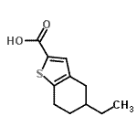 结构式 CAS# 590355-40-1, 5-乙基-4,5,6,7-四氢-1-苯并噻吩-2-羧酸