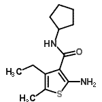 structure of CAS# 590355-69-4, 2-Amino-N-Cyclopentyl-4-Ethyl-5-Methyl-3-Thiophenecarboxamide;(2-amino-<wbr>4-ethyl-5<wbr>-methyl(3<wbr>-thienyl)<wbr>)-N-cyclo<wbr>pentylcar<wbr>boxamide;2-Amino-N<wbr>-benzyl-5<wbr>,6,7,8-te<wbr>trahydro-<wbr>4H-cycloh<wbr>epta[b]th<wbr>iophene-3<wbr>-carboxam<wbr>ide;2-amino-N<wbr>-cyclopen<wbr>tyl-4-eth<wbr>yl-5-meth<wbr>yl-3-thio<wbr>phenecarb<wbr>oxamide