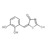 structure of CAS# 590376-71-9, (5E)-5-(2,3-Dihydroxybenzylidene)-2-Sulfanyl-1,3-Thiazol-4(5H)-One;(5E)-5-(2<wbr>,3-Dihydr<wbr>oxybenzyl<wbr>idene)-2-<wbr>mercapto-<wbr>1,3-thiaz<wbr>ol-4(5H)-<wbr>one;MFCD04969084