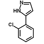 structure of CAS# 59843-55-9, 5-(2-Chlorophenyl)-1H-Pyrazole;1-Chloro-2-(1H-pyrazol-3-yl)benzene;3-(2-Chlorophenyl)-1H-pyrazole;3-(2-CHLORO-PHENYL)-1H-PYRAZOLE