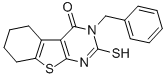 structure of CAS# 59898-68-9, 3-Benzyl-2-Mercapto-5,6,7,8-Tetrahydro-3H-Benzo[4,5]Thieno[2,3-d]Pyrimidin-4-One;3-(Phenylmethyl)-2-Thioxo-5,6,7,8-Tetrahydro-1H-Benzothiopheno[3,2-E]Pyrimidin-4-One;3-(Benzyl)-2-Thioxo-5,6,7,8-Tetrahydro-1H-Benzothiopheno[3,2-E]Pyrimidin-4-One;Oprea1_249622
