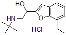structure of CAS# 60398-91-6, (±)-alpha-[[(Tert-Butyl)Amino]Methyl]-7-Ethyl-2-Benzofuranmethanol Hydrochloride;2-(Tert-Butylamino)-1-(7-Ethylbenzofuran-2-Yl)Ethanol Hydrochloride;2-(Tert-Butylamino)-1-(7-Ethyl-2-Benzofuranyl)Ethanol Hydrochloride;1-(7-Aethylbenzofuran-2-Yl)-2-Tert-Butylamino-1-Hydroxyaethan-Hydrochlorid [German]