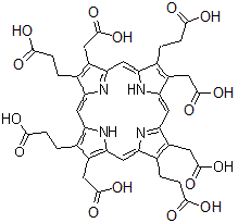 CAS#: 613-02-5， 3,3',3'',3'''-[3,8,12,17-Tetrakis(Carboxymethyl)-2,7,13,18-Porphyrintetrayl]Tetrapropanoic Acid
