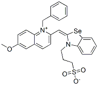 CAS#: 63816-07-9， 1-Benzyl-6-Methoxy-2-[[3-(3-Sulphonatopropyl)-3H-Benzoselenazol-2-Ylidene]Methyl]Quinolinium