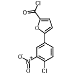 structure of CAS# 638160-09-5, 5-(4-Chloro-3-nitrophenyl)-2-furoyl chloride;5-(4-chloro-3-nitrophenyl)furan-2-carbonyl chloride;5-(4-Chloro-3-Nitro-Phenyl)-Furan-2-Carbonyl Chloride;MFCD02258014