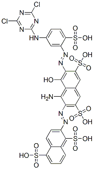 CAS#: 64253-81-2， 2-[[1-Amino-7-[[5-[(4,6-Dichloro-1,3,5-Triazin-2-Yl)Amino]-2-Sulphophenyl]Azo]-8-Hydroxy-3,6-Disulpho-2-Naphthyl]Azo]Naphthalene-1,5-Disulphonic Acid