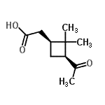 structure of CAS# 64396-97-0, [(1S,3S)-3-Acetyl-2,2-dimethylcyclobutyl]acetic acid;2-((1S,3S)-3-Acetyl-2,2-dimethylcyclobutyl)acetic acid;2-((1S,3S)-3-Acetyl-2,2-dimethylcyclobutyl)-acetic acid;MFCD09864988