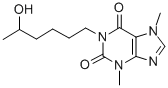 structure of CAS# 6493-06-7, Hydroxy Pentoxifylline;1-(5-Hydroxyhexyl)-3,7-Dimethyl-Purine-2,6-Dione;1-(5-Hydroxyhexyl)-3,7-Dimethyl-Xanthine;1-(5'-Hydroxyhexyl)-3,7-Dimethylxanthine