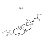 structure of CAS# 64936-81-8, Sodium (3alpha,5beta)-3-(sulfonatooxy)cholan-24-oate hydrate (2:1:1);3α-Hydroxy-5β-cholan-24-oic acid 3-sulfate;Lithocholic acid 3-sulfate disodium salt hydrate;Sulfolithocholic acid