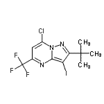 CAS#: 655235-52-2， 7-Chloro-3-iodo-2-(2-methyl-2-propanyl)-5-(trifluoromethyl)pyrazolo[1,5-a]pyrimidine