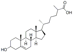 structure of CAS# 6561-58-6, 3-Hydroxy-5-Cholestenoic Acid;(6R)-6-[(3S,8S,9S,10R,13R,14S,17R)-3-Hydroxy-10,13-Dimethyl-2,3,4,7,8,9,11,12,14,15,16,17-Dodecahydro-1H-Cyclopenta[A]Phenanthren-17-Yl]-2-Methyl-Heptanoic Acid;(6R)-6-[(3S,8S,9S,10R,13R,14S,17R)-3-Hydroxy-10,13-Dimethyl-2,3,4,7,8,9,11,12,14,15,16,17-Dodecahydro-1H-Cyclopenta[A]Phenanthren-17-Yl]-2-Methyl-Enanthic Acid;3-Hcoa