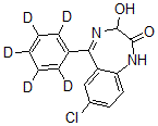 structure of CAS# 65854-78-6, 7-Chloro-1,3-Dihydro-3-Hydroxy-5-(Phenyl-D5)-2H-1,4-Benzodiazepin-2-One