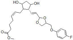 CAS#: 66176-11-2， (Z)-7-[(1R)-3alpha,5alpha-Dihydroxy-2beta-[(E)-2-[2-[(4-Fluorophenoxy)Methyl]-1,3-Dioxolan-2-Yl]Ethenyl]Cyclopentan-1alpha-Yl]-5-Heptenoic Acid Methyl Ester