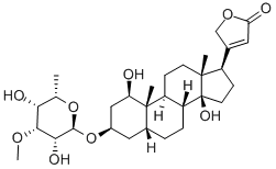 structure of CAS# 663-95-6, Acovenoside A;4-[(1R,3R,5R,10S,13R,14S,17R)-3-[(2S,5S)-3,5-Dihydroxy-4-Methoxy-6-Methyl-Tetrahydropyran-2-Yl]Oxy-1,14-Dihydroxy-10,13-Dimethyl-1,2,3,4,5,6,7,8,9,11,12,15,16,17-Tetradecahydrocyclopenta[A]Phenanthren-17-Yl]-5H-Furan-2-One;4-[(1R,3R,5R,10S,13R,14S,17R)-3-[[(2S,5S)-3,5-Dihydroxy-4-Methoxy-6-Methyl-2-Tetrahydropyranyl]Oxy]-1,14-Dihydroxy-10,13-Dimethyl-1,2,3,4,5,6,7,8,9,11,12,15,16,17-Tetradecahydrocyclopenta[A]Phenanthren-17-Yl]-5H-Furan-2-One;4-[(1R,3R,5R,10S,13R,14S,17R)-3-[(2S,5S)-3,5-Dihydroxy-4-Methoxy-6-Methyl-Oxan-2-Yl]Oxy-1,14-Dihydroxy-10,13-Dimethyl-1,2,3,4,5,6,7,8,9,11,12,15,16,17-Tetradecahydrocyclopenta[A]Phenanthren-17-Yl]-5H-Furan-2-One
