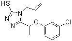 structure of CAS# 667414-14-4, 4-Allyl-5-[1-(3-chlorophenoxy)ethyl]-4H-1,2,4-triazole-3-thiol;5-[(3-chl<wbr>orophenox<wbr>y)ethyl]-<wbr>4-prop-2-<wbr>enyl-1,2,<wbr>4-triazol<wbr>e-3-thiol;5-[1-(3-c<wbr>hlorophen<wbr>oxy)ethyl<wbr>]-4-(prop<wbr>-2-en-1-y<wbr>l)-4H-1,2<wbr>,4-triazo<wbr>le-3-thiol;MFCD04054708