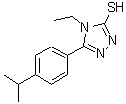 structure of CAS# 669729-27-5, 4-Ethyl-5-(4-isopropylphenyl)-4H-1,2,4-triazole-3-thiol;4-ethyl-5-[4-(methylethyl)phenyl]-1,2,4-triazole-3-thiol;4-ethyl-5-[4-(propan-2-yl)phenyl]-4H-1,2,4-triazole-3-thiol;MFCD04058802
