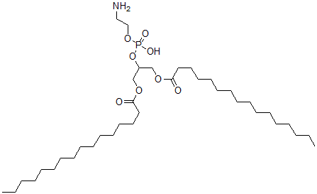 结构式 CAS# 67303-93-9, 1,1'-[2-[[(2-氨基乙氧基)羟基亚膦酰]氧基]-1,3-丙烷二基]十六烷酸酯