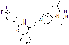 CAS#: 674782-29-7， 4,4-Difluoro-N-[(1S)-3-[(1S,5R)-3-(3-Methyl-5-Propan-2-Yl-1,2,4-Triazol-4-Yl)-8-Azabicyclo[3.2.1]Oct-8-Yl]-1-Phenyl-Propyl]Cyclohexane-1-Carboxamide