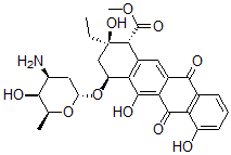 CAS#: 67508-85-4， (1R)-1,2,3,4,6,11-Hexahydro-4alpha-[[3-(Methylamino)-2,3,6-Trideoxy-alpha-L-Lyxo-Hexopyranosyl]Oxy]-6,11-Dioxo-2-Ethyl-2alpha,5,7-Trihydroxy-1beta-Naphthacenecarboxylic Acid Methyl Ester