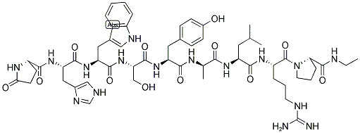 CAS 登录号：67910-55-8， 6-D-丙氨酸-9-(N-乙基-L-脯氨酰胺)-10-去甘氨酰胺-促黄体激素-释放激素