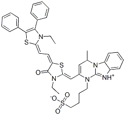 CAS#: 68758-82-7， 2-[[3-Ethyl-5-[(3-Ethyl-4,5-Diphenyl-(3H)-Thiazol-2-Ylidene)Ethylidene]-4-Oxothiazolidin-2-Ylidene]Methyl]-4-Methyl-1-(4-Sulphonatobutyl)Pyrimido[1,2-a]Benzimidazolium