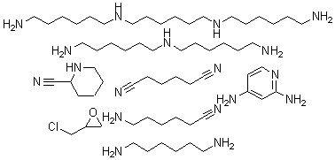 CAS#: 68784-97-4， Hexanedinitrile, polymer with 6-aminohexanenitrile, N-(6-aminohexyl)-1,6-hexanediamine, N,N'-bis(6-aminohexyl)-1,6-hexanediamine, (chloromethyl)oxirane, 1,6-hexanediamine, 2-piperidinecarbonitrile and 2,4-pyridinediamine