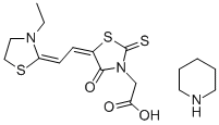 CAS 登录号：68921-76-6， 5-[(3-乙基-2-噻唑烷基亚基)亚乙基]-4-氧代-2-硫代-3-噻唑烷乙酸哌啶盐