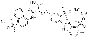 CAS#: 68966-85-8， 2-[4-[2-[2-Hydroxy-1-[[(4-Sulfo-1-Naphthalenyl)Amino]Carbonyl]Propyl]Diazenyl]Sulfophenyl]-6-Methyl-7-Benzothiazolesulfonicacid Sodium Salt (1:3)