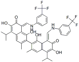 CAS#: 6945-74-0， 7-[1,6-Dihydroxy-3-Methyl-7-Oxo-5-Propan-2-Yl-8-[[[3-(Trifluoromethyl) Phenyl]Amino]Methylidene]Naphthalen-2-Yl]-3,8-Dihydroxy-6-Methyl-4-Propan-2-Yl-1-[[[3-(Trifluoromethyl)Phenyl]Amino]Methylidene]Naphthalen-2 -One