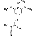 structure of CAS# 69519-12-6, (2Z)-2-Amino-3-[(E)-(3,4,5-trimethoxybenzylidene)amino]-2-butenedinitrile;(Z)-2-ami<wbr>no-3-{[(E<wbr>)-(3,4,5-<wbr>trimethox<wbr>yphenyl)m<wbr>ethyliden<wbr>e]amino}-<wbr>2-butened<wbr>initrile;1-[(1E)-2<wbr>-(3,4,5-t<wbr>rimethoxy<wbr>phenyl)-1<wbr>-azavinyl<wbr>](1Z)-2-a<wbr>minoethen<wbr>e-1,2-dic<wbr>arboni tr<wbr>ile;1-[(1E)-2<wbr>-(3,4,5-t<wbr>rimethoxy<wbr>phenyl)-1<wbr>-azavinyl<wbr>](1Z)-2-a<wbr>minoethen<wbr>e-1,2-dic<wbr>arbonitri<wbr>le
