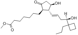 structure of CAS# 69648-38-0, (R)-Butaprost;Methyl 7-[(1R,2R,3R)-3-Hydroxy-2-[(E,4R)-4-Hydroxy-4-(1-Propylcyclobutyl)But-1-Enyl]-5-Oxo-Cyclopentyl]Heptanoate;7-[(1R,2R,3R)-3-Hydroxy-2-[(E,4R)-4-Hydroxy-4-(1-Propylcyclobutyl)But-1-Enyl]-5-Oxocyclopentyl]Heptanoic Acid Methyl Ester;7-[(1R,2R,3R)-3-Hydroxy-2-[(E,4R)-4-Hydroxy-4-(1-Propylcyclobutyl)But-1-Enyl]-5-Keto-Cyclopentyl]Enanthic Acid Methyl Ester
