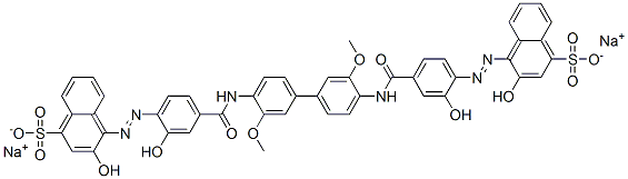 CAS#: 70247-69-7， Disodium 4,4'-[(3,3'-Dimethoxy[1,1'-Biphenyl]-4,4'-Diyl)Bis[Iminocarbonyl(2-Hydroxy-4,1-Phenylene)Azo]]Bis(3-Hydroxynaphthalene-1-Sulphonate)