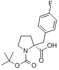 结构式 CAS# 706806-65-7, 叔丁氧羰基-(S)-alpha-(4-氟苄基)-脯氨酸