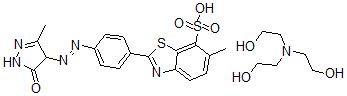 CAS#: 70776-28-2， 2-4-(4,5-Dihydro-3-Methyl-5-Oxo-1H-Pyrazol-4-Yl)Azophenyl-6-Methyl-7-Benzothiazolesulfonic Acid Compd. With 2,2,2-Nitrilotrisethanol (1:1)