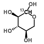 structure of CAS# 70849-21-7, D-(1-<sup>13</sup>C)Xylopyranose;D-Xylose-1-13C;331104_ALDRICH