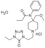 structure of CAS# 70879-28-6, Alfentanil Hydrochloride CII;N-[1-[2-(4-Ethyl-5-Oxo-Tetrazol-1-Yl)Ethyl]-4-(Methoxymethyl)-4-Piperidyl]-N-Phenyl-Propanamide Hydrate Hydrochloride;N-[1-[2-(4-Ethyl-5-Oxo-1-Tetrazolyl)Ethyl]-4-(Methoxymethyl)-4-Piperidinyl]-N-Phenylpropanamide Hydrate Hydrochloride;N-[1-[2-(4-Ethyl-5-Keto-Tetrazol-1-Yl)Ethyl]-4-(Methoxymethyl)-4-Piperidyl]-N-Phenyl-Propionamide Hydrate Hydrochloride