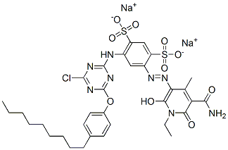 CAS#: 71002-15-8， Disodium 4-[[5-(Aminocarbonyl)-1-Ethyl-1,6-Dihydro-2-Hydroxy-4-Methyl-6-Oxopyridin-3-Yl]Azo]-6-[[4-Chloro-6-(4-Nonylphenoxy)-1,3,5-Triazin-2-Yl]Amino]Benzene-1,3-Disulphonate