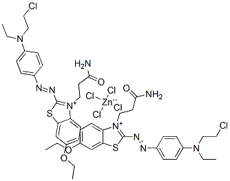 CAS#: 72245-63-7， Bis[3-(3-Amino-3-Oxopropyl)-2-[[4-[(2-Chloroethyl)Ethylamino]Phenyl]Azo]-6-Ethoxybenzothiazolium] Tetrachlorozincate