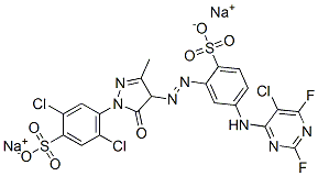CAS#: 72379-41-0， Disodium 2,5-Dichloro-4-[4-[5-[(5-Chloro-2,6-Difluoropyrimidin-4-Yl)Amino]-2-Sulfonatophenyl]Diazenyl-3-Methyl-5-Oxo-4H-Pyrazol-1-Yl]Benzenesulfonate