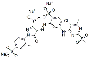 CAS#: 72639-25-9， Trisodium 4-[5-[(5-Chloro-6-Methyl-2-Methylsulfonylpyrimidin-4-Yl)Amino]-2-Sulfonatophenyl]Diazenyl-1-(2-Methyl-4-Sulfonatophenyl)-5-Oxo-4H-Pyrazole-3-Carboxylate