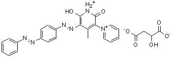 CAS#: 72765-55-0， 6'-Hydroxy-4'-methyl-2'-oxo-5'-{[4-(phenyldiazenyl)phenyl]diazenyl}-1',2'-dihydro-1,3'-bipyridinium malate