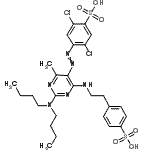 CAS#: 72797-19-4， 2,5-Dichloro-4-{[2-(dibutylamino)-4-methyl-6-{[2-(4-sulfophenyl)ethyl]amino}-5-pyrimidinyl]diazenyl}benzenesulfonic acid