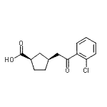structure of CAS# 733740-40-4, (1R,3S)-3-[2-(2-Chlorophenyl)-2-oxoethyl]cyclopentanecarboxylic acid;cis-3-[2-<wbr>(2-chloro<wbr>phenyl)-2<wbr>-oxoethyl<wbr>]cyclopen<wbr>tane-1-ca<wbr>rboxylic <wbr>acid