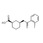 structure of CAS# 735275-37-3, (1R,3S)-3-[2-(2-Iodophenyl)-2-oxoethyl]cyclohexanecarboxylic acid;cis-3-[2-<wbr>(2-iodoph<wbr>enyl)-2-o<wbr>xoethyl]c<wbr>yclohexan<wbr>e-1-carbo<wbr>xylic acid